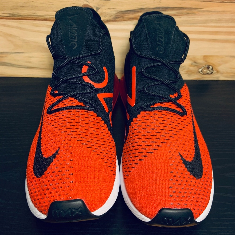 New Nike Air Max 270 Flyknit Bred Chile Red Black - Picture 5 of 8